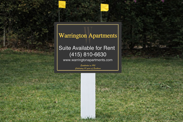 18x24 apartment yard signs for leasing and community messaging
