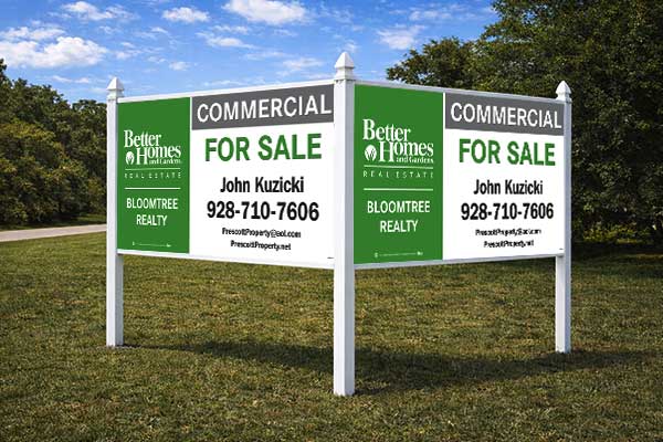 4x8 Better Homes and Gardens style sign mounted with Arrow Post Kit for corner visibility