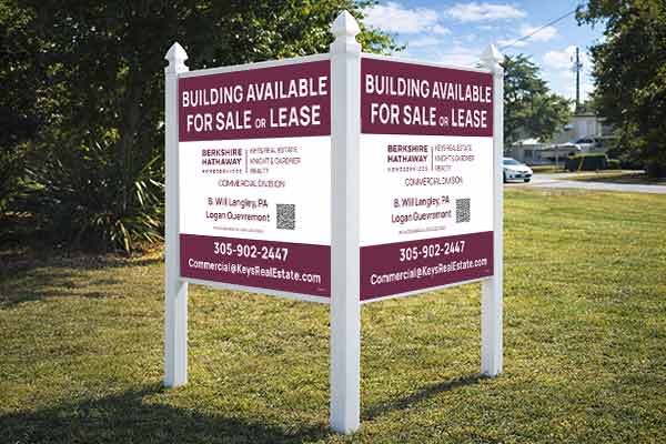 4x4 sign mounted outdoors with standard PVC post kit