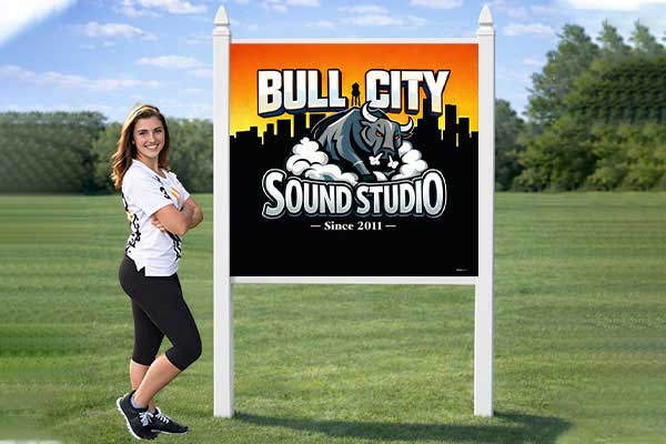 4x4 business sign mounted outdoors