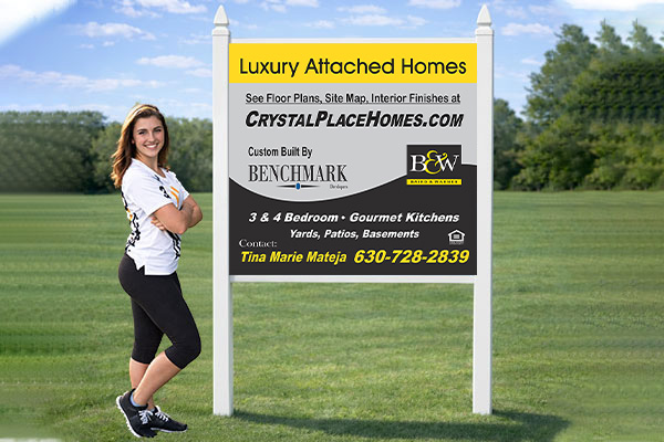 4x4 Baird & Warner sign mounted with PVC post kit