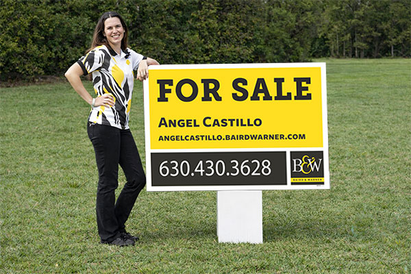 32x48 Baird & Warner yard sign for directional placement