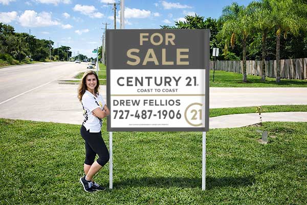 4x4 Century 21 sign with metal post kit installed