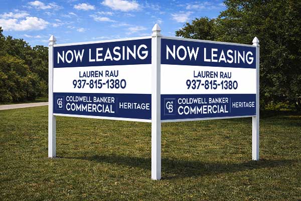 4x8 Coldwell Banker sign with Arrow Post Kit V-shaped configuration