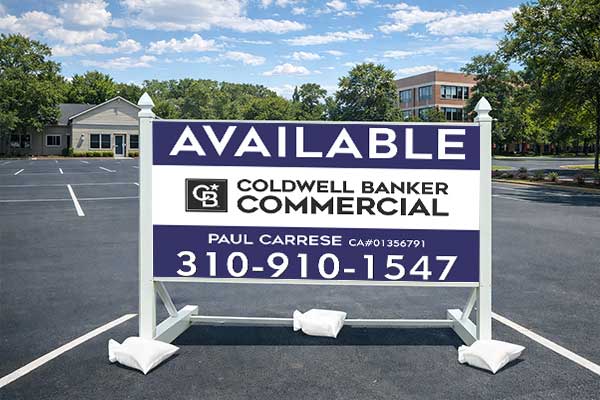 4x8 Coldwell Banker sign with self-standing post kit for hard surfaces