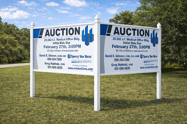 4x8 commercial real estate sign mounted outdoors