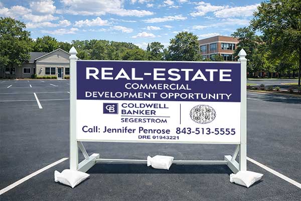 4x8 commercial real estate sign mounted outdoors