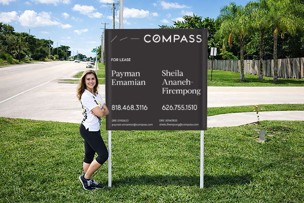 4x4 Compass sign with metal post kit installed