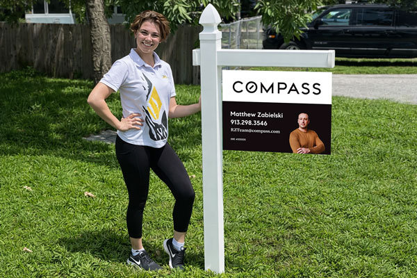 18x24 aluminum signs mounted with yard arm for long-term outdoor use