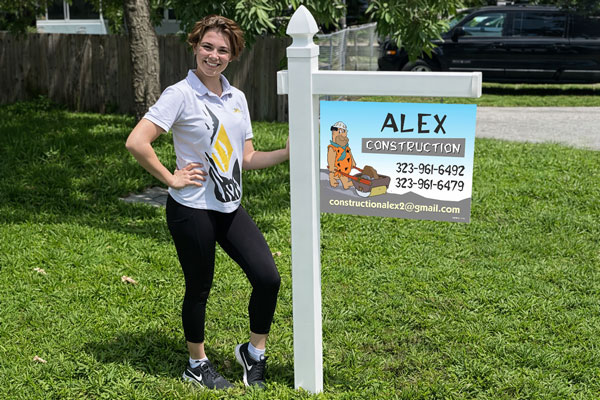 18x24 aluminum signs mounted with yard arm for long-term outdoor use