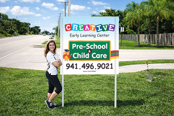 Daycare Signs installed outdoors