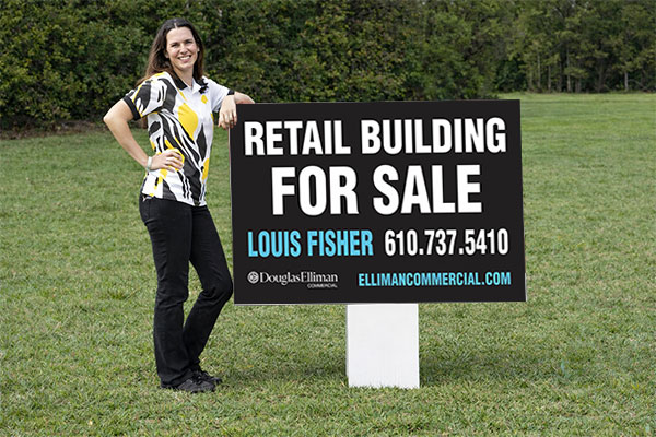 32x48 Douglas Elliman yard sign for directional visibility