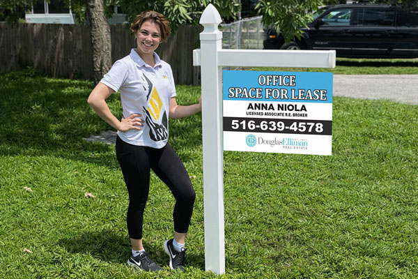 18x24 aluminum signs mounted with yard arm for long-term outdoor use