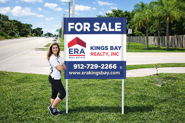 4x4 ERA sign with metal post kit installed outdoors