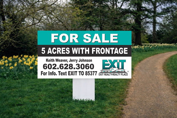 2x4 EXIT Realty directional sign for open house and traffic guidance