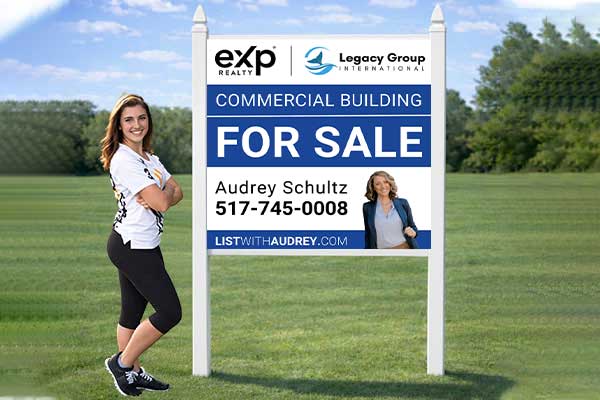 4x4 eXp sign mounted with PVC post kit