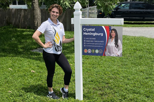 18x24 aluminum signs mounted with yard arm for long-term outdoor use