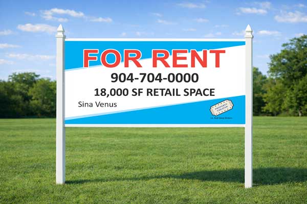 4x8 for rent sign mounted outdoors for rental property marketing