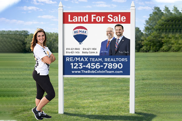 4x4 for sale sign with standard pvc post kit installed outdoors