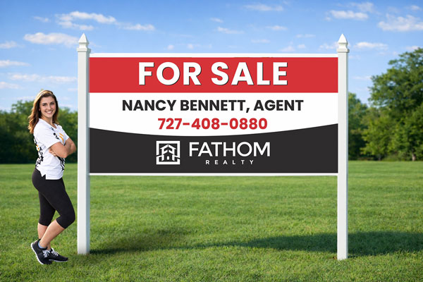 4x8 Fathom Realty sign installed outdoors