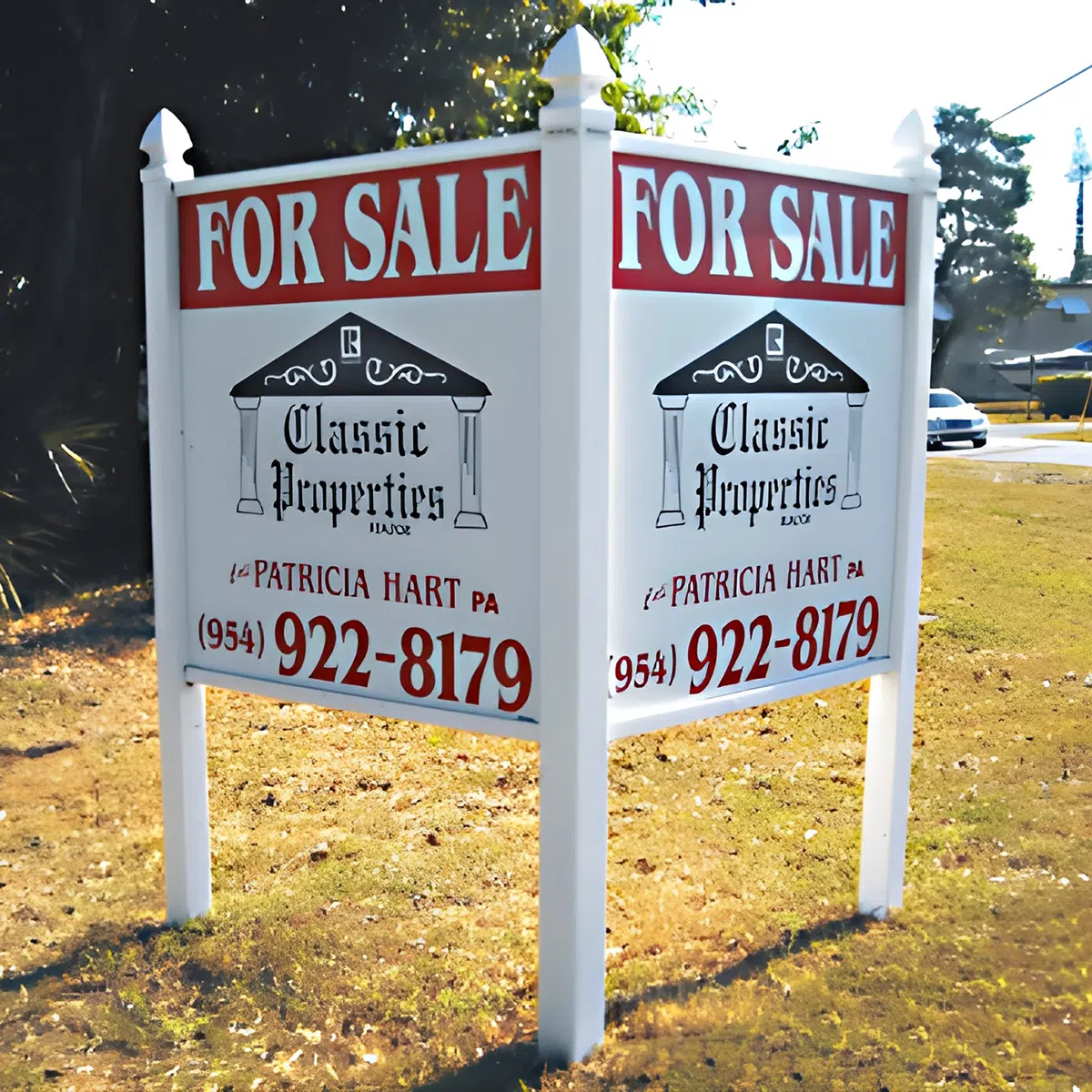 4x4 Real Estate sign with Self Standing Post Kit