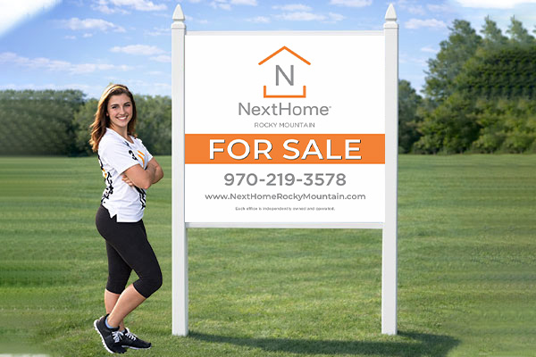 4x4 NextHome sign mounted with PVC post kit