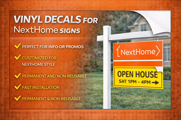 vinyl sign overlays used to update dates, times, and contact details