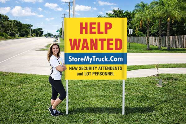 4x4 office sign mounted outdoors