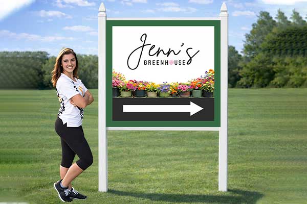 4x4 office sign mounted outdoors