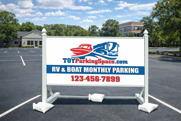 4x8 site sign with self standing post kit installed outdoors