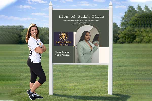 4x4 realtor sign mounted outdoors with standard PVC post kit