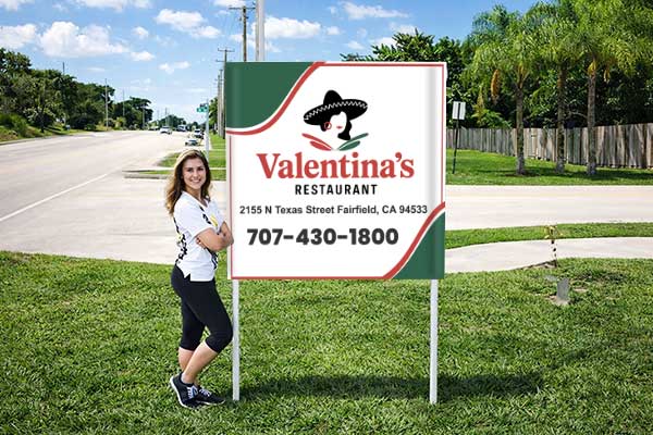 4x4 auction sign with metal post kit installed outdoors