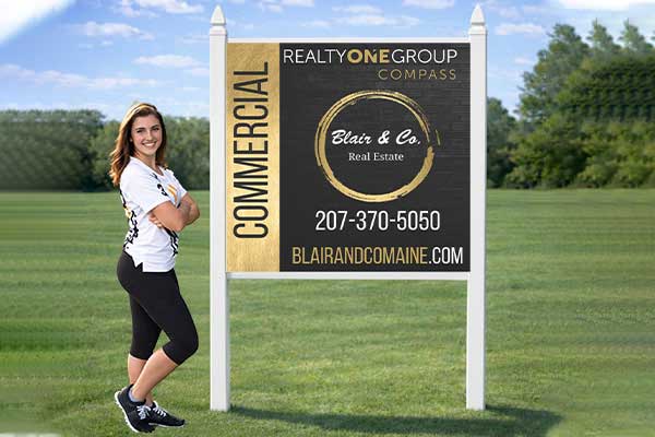 4x4 Realty ONE Group sign mounted with PVC post kit