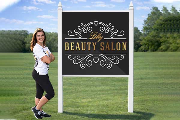 4x4 salon sign mounted outdoors