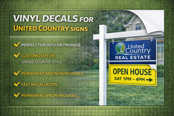 vinyl sign overlays used to update dates, times, and contact details