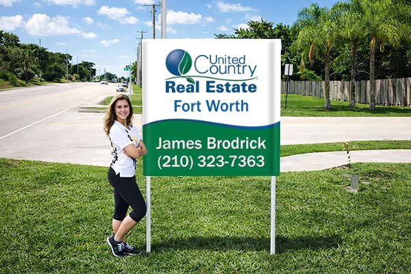 4x4 United Country sign with metal post kit installed