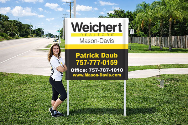 4x4 Weichert Realtors sign with metal post kit installed outdoors